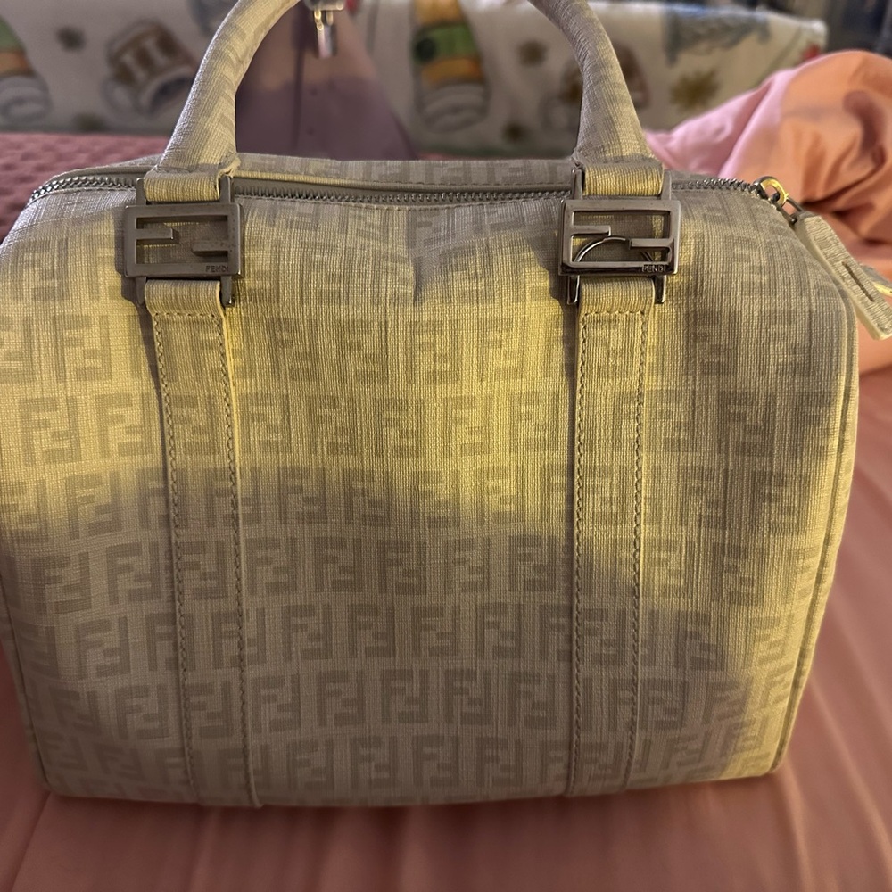 Fendi Cream Satchel with FF Monogram